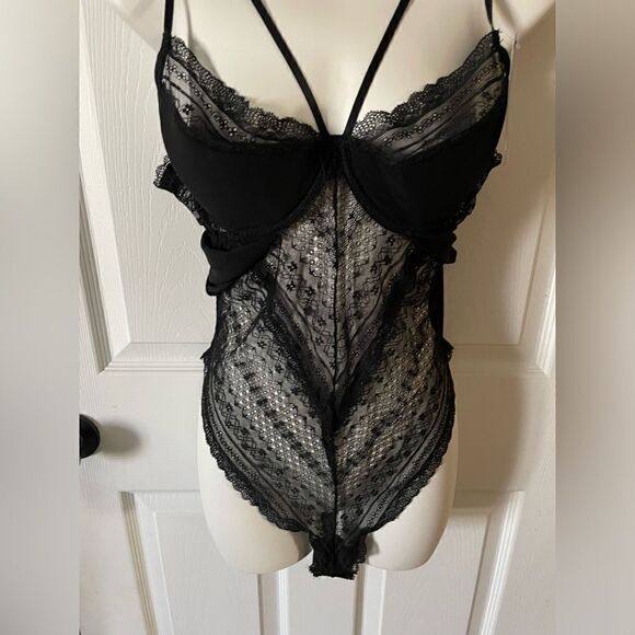 🆕 Escante Womens Black Flyaway Skirted Teddy Size XL - Picture 4 of 8